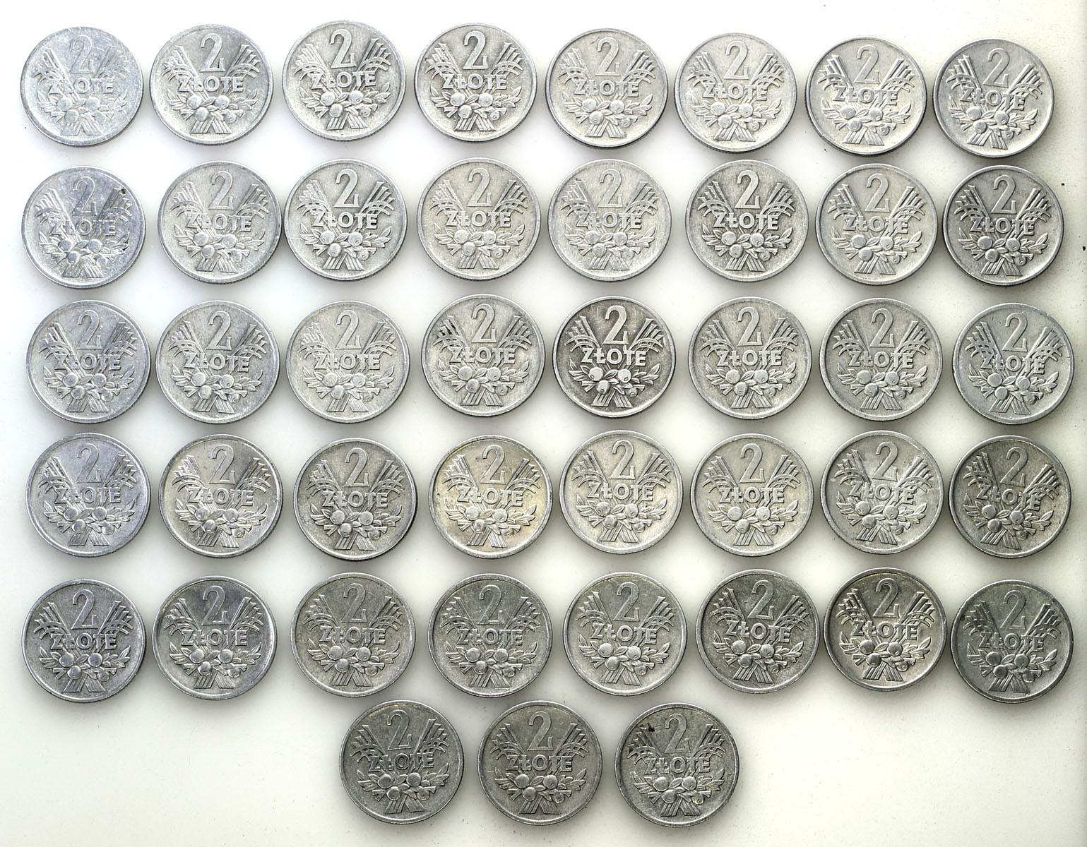 PRL. 2 złote 1958-1974 jagody, aluminium, zestaw 43 monet